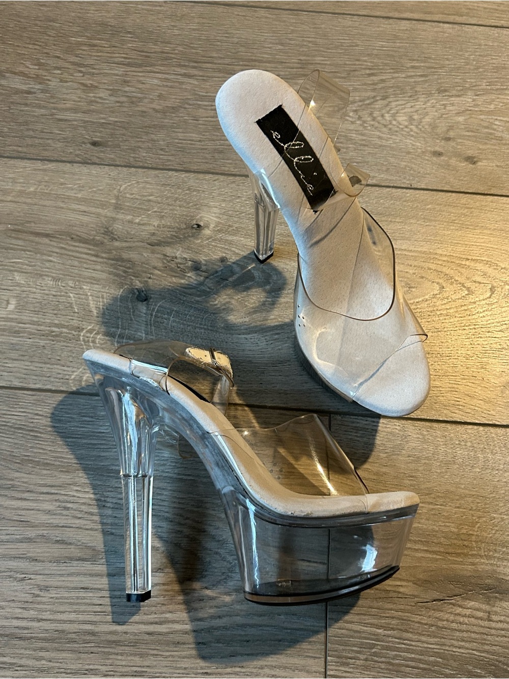 Ellie clear wedding heels sandals boudoir photoshoot dancer stripper Size 7